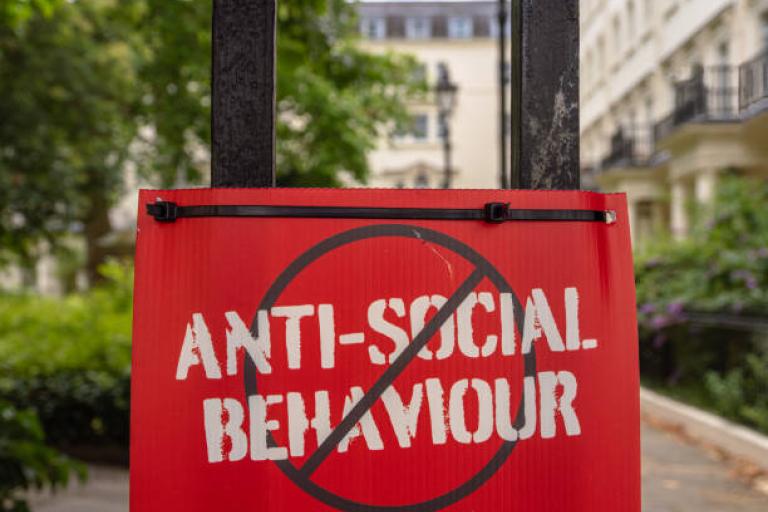 Sign saying no to anti-social behaviour